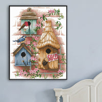 HKM-382803 Cottage Living Room Scenery Cross Stitch Set - Eco & Long-Staple Cotton Options Available