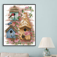 HKM-382803 Cottage Living Room Scenery Cross Stitch Set - Eco & Long-Staple Cotton Options Available