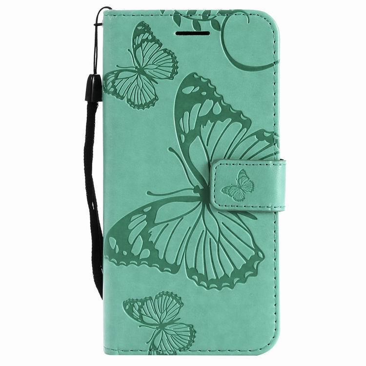 HKM-383059 3D Embossed Leather Wallet Case with Lanyard for iPhone X/XS, XR, XS Max - Solid Color Options Available