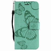 HKM-383059 3D Embossed Leather Wallet Case with Lanyard for iPhone X/XS, XR, XS Max - Solid Color Options Available