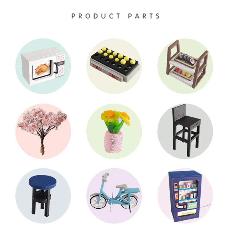 HKM-383059 Wooden DIY Dollhouse Furniture Set for Kids, 1:24 Scale Miniature Playroom Decoration
