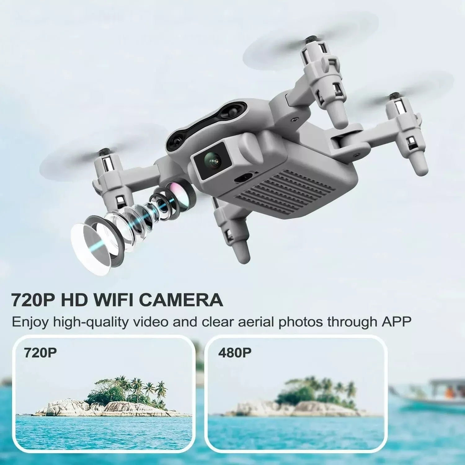 HKM-383315 Foldable Mini Drone with 720P HD Camera, Altitude Hold, and Headless Mode for Kids and Adults