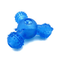 HKM-383443 Three-Hole Chewing Toy for Dogs - Molar Teeth Cleaning, Durable ABS Design, Available in Blue and Green