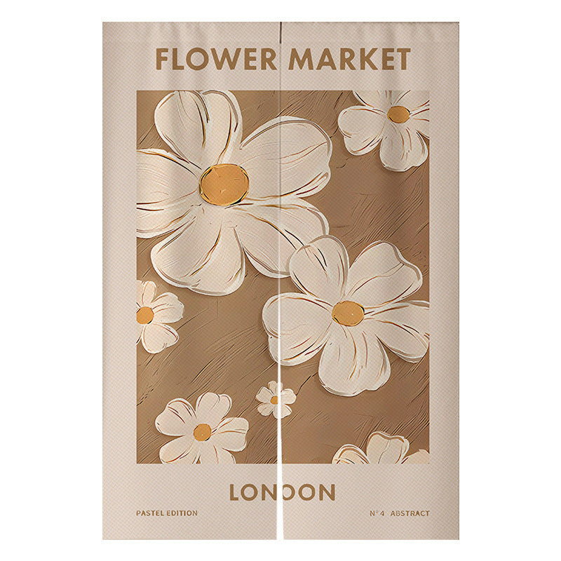 KTX-383507 Cream Solid Color Cotton Linen Blend Hanging Door Curtain for Bathroom or Window