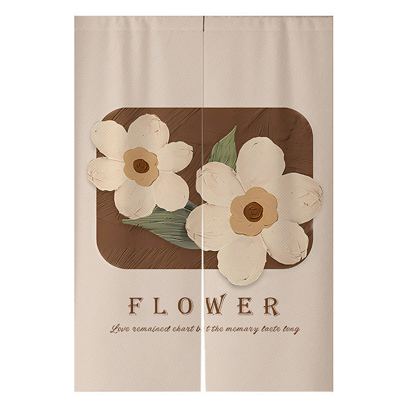 KTX-383507 Cream Solid Color Cotton Linen Blend Hanging Door Curtain for Bathroom or Window