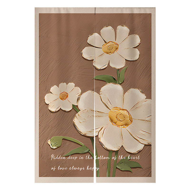 KTX-383507 Cream Solid Color Cotton Linen Blend Hanging Door Curtain for Bathroom or Window