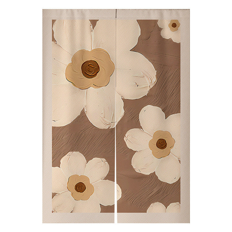 KTX-383507 Cream Solid Color Cotton Linen Blend Hanging Door Curtain for Bathroom or Window
