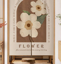 HKM-383507 Cream Solid Color Cotton Linen Blend Hanging Door Curtain for Bathroom or Window