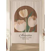 HKM-383507 Cream Solid Color Cotton Linen Blend Hanging Door Curtain for Bathroom or Window