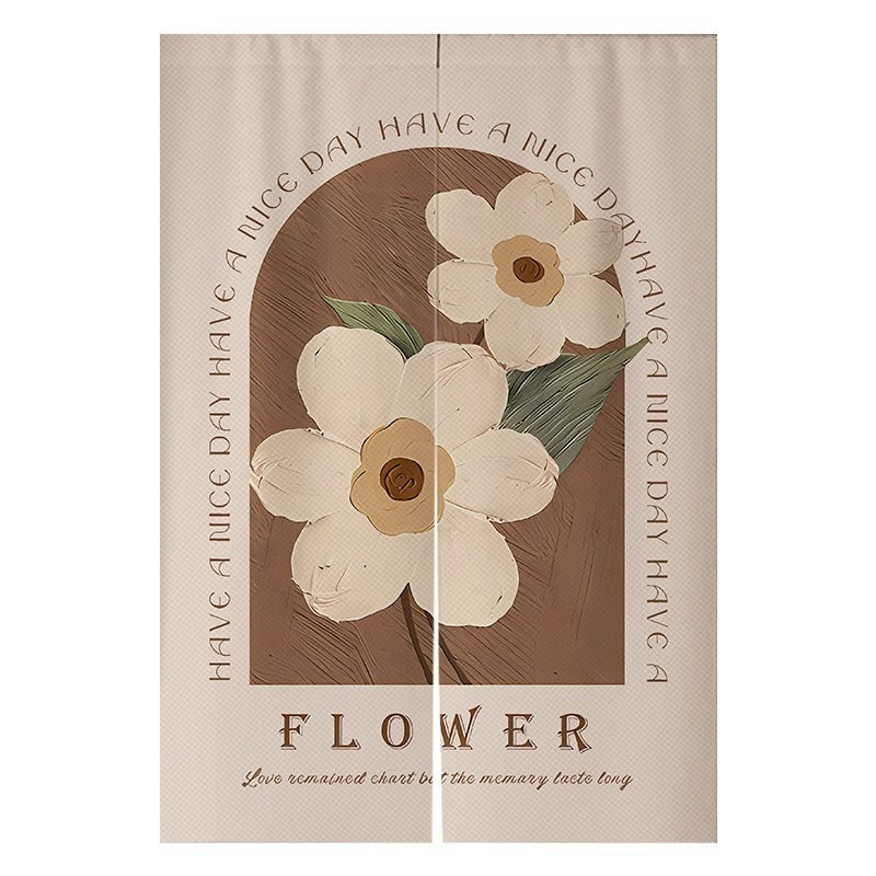 KTX-383507 Cream Solid Color Cotton Linen Blend Hanging Door Curtain for Bathroom or Window