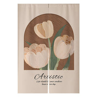 HKM-383507 Cream Solid Color Cotton Linen Blend Hanging Door Curtain for Bathroom or Window