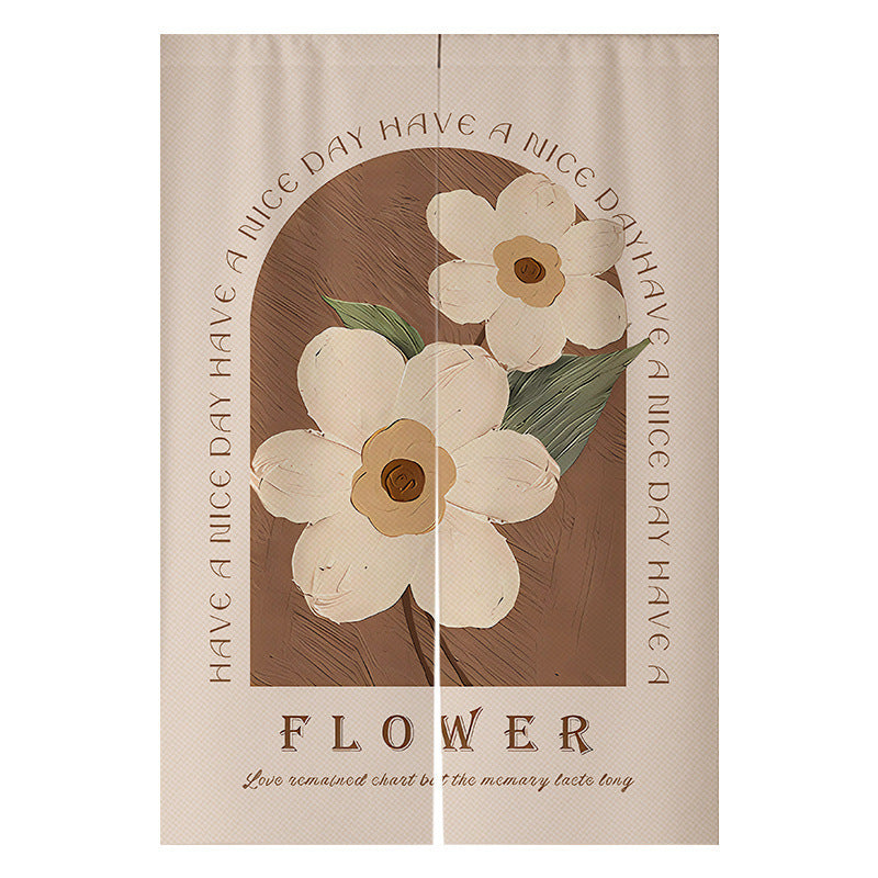 KTX-383507 Cream Solid Color Cotton Linen Blend Hanging Door Curtain for Bathroom or Window