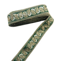 HKM-383635 Gold Thread Polyester Embroidery Ribbon - Bohemian Style Crafting Supplies