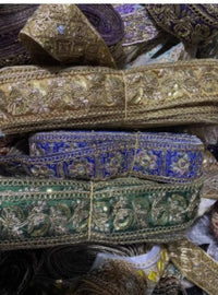 HKM-383635 Gold Thread Polyester Embroidery Ribbon - Bohemian Style Crafting Supplies