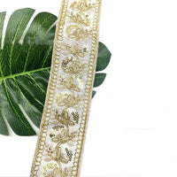 HKM-383635 Gold Thread Polyester Embroidery Ribbon - Bohemian Style Crafting Supplies