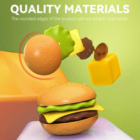 HKM-383635 Mini Simulation Hamburger and Coffee Machine Play Set with 71PCS Kitchen Toys for Kids