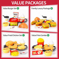 HKM-383635 Mini Simulation Hamburger and Coffee Machine Play Set with 71PCS Kitchen Toys for Kids