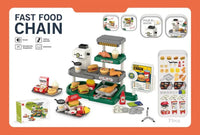 HKM-383635 Mini Simulation Hamburger and Coffee Machine Play Set with 71PCS Kitchen Toys for Kids