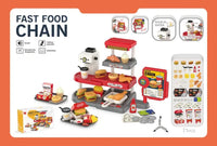 HKM-383635 Mini Simulation Hamburger and Coffee Machine Play Set with 71PCS Kitchen Toys for Kids