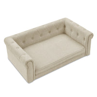 HKM-383763 Elegant Elevated Dog Sofa Bed for Medium and Large Breeds, Modern Design in Beige with Easy-Clean Fabric