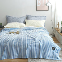 HKM-383955 Summer Multifunctional Striped Snowfleece Air Conditioning Blanket - Flannel Sofa Cover, Single & Double Quilt