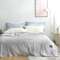 HKM-383955 Summer Multifunctional Striped Snowfleece Air Conditioning Blanket - Flannel Sofa Cover, Single & Double Quilt