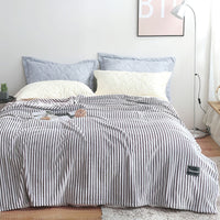 HKM-383955 Summer Multifunctional Striped Snowfleece Air Conditioning Blanket - Flannel Sofa Cover, Single & Double Quilt