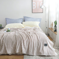 HKM-383955 Summer Multifunctional Striped Snowfleece Air Conditioning Blanket - Flannel Sofa Cover, Single & Double Quilt