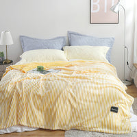 HKM-383955 Summer Multifunctional Striped Snowfleece Air Conditioning Blanket - Flannel Sofa Cover, Single & Double Quilt