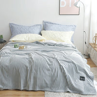 HKM-383955 Summer Multifunctional Striped Snowfleece Air Conditioning Blanket - Flannel Sofa Cover, Single & Double Quilt