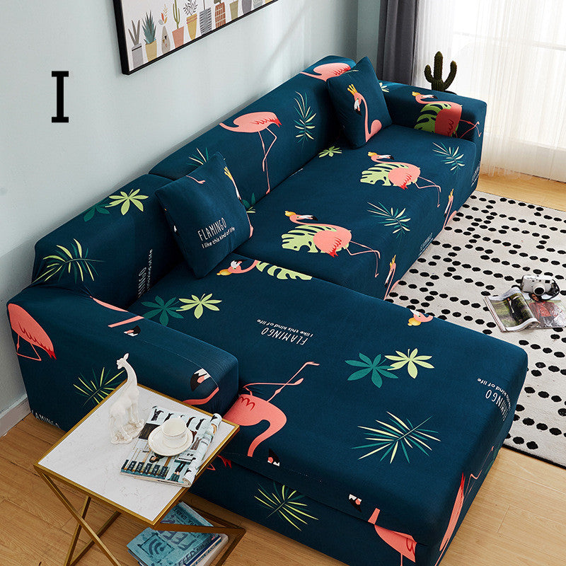 HKM-384019 Universal Non-Slip Cotton Sofa Cover with Plants and Flowers Design for Indoor Protection and Cleaning