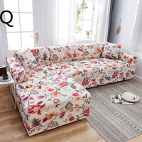 HKM-384019 Universal Non-Slip Cotton Sofa Cover with Plants and Flowers Design for Indoor Protection and Cleaning