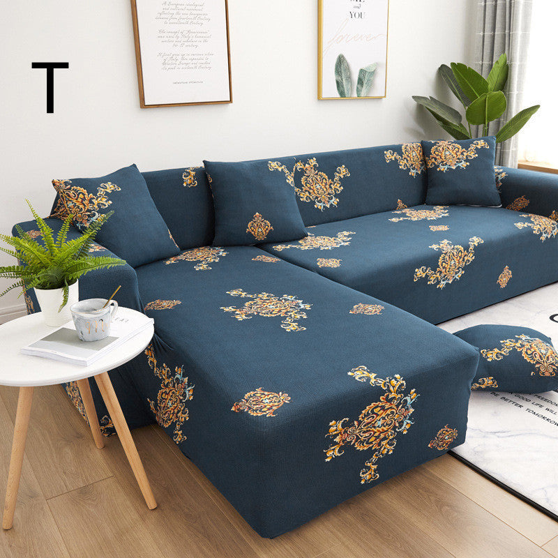 HKM-384019 Universal Non-Slip Cotton Sofa Cover with Plants and Flowers Design for Indoor Protection and Cleaning