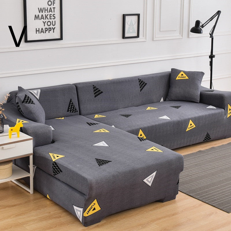 HKM-384019 Universal Non-Slip Cotton Sofa Cover with Plants and Flowers Design for Indoor Protection and Cleaning