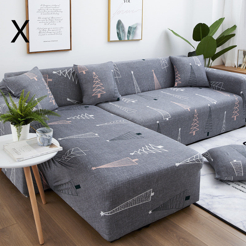 HKM-384019 Universal Non-Slip Cotton Sofa Cover with Plants and Flowers Design for Indoor Protection and Cleaning
