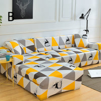 HKM-384019 Universal Non-Slip Cotton Sofa Cover with Plants and Flowers Design for Indoor Protection and Cleaning
