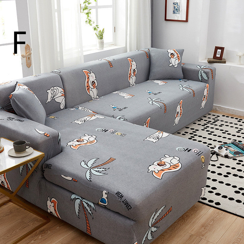 HKM-384019 Universal Non-Slip Cotton Sofa Cover with Plants and Flowers Design for Indoor Protection and Cleaning