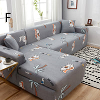 HKM-384019 Universal Non-Slip Cotton Sofa Cover with Plants and Flowers Design for Indoor Protection and Cleaning