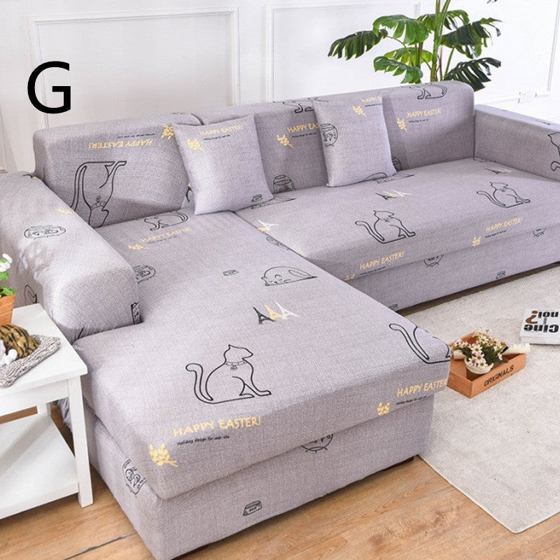 HKM-384019 Universal Non-Slip Cotton Sofa Cover with Plants and Flowers Design for Indoor Protection and Cleaning