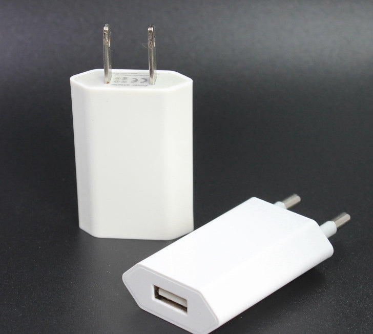 HKM-384019 Universal USB Travel Charger Compatible with iPhone 5, 5S, 6, 6S, X, iPad Air, Mini, and SE - 5V 2A Output