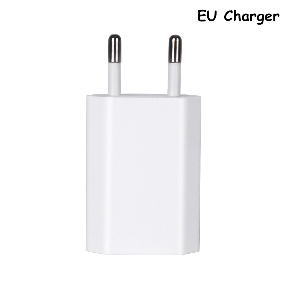 HKM-384019 Universal USB Travel Charger Compatible with iPhone 5, 5S, 6, 6S, X, iPad Air, Mini, and SE - 5V 2A Output
