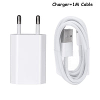 HKM-384019 Universal USB Travel Charger Compatible with iPhone 5, 5S, 6, 6S, X, iPad Air, Mini, and SE - 5V 2A Output
