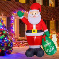 HKM-384147 8FT Inflatable Santa Claus with Gift Bag and LED Lights for Holiday Lawn Decoration