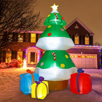 HKM-384147 8FT Inflatable Santa Claus with Gift Bag and LED Lights for Holiday Lawn Decoration