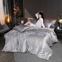 HKM-384275 Peached Cotton 4-Piece Bedding Set with Active Dyeing Process