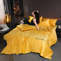HKM-384275 Peached Cotton 4-Piece Bedding Set with Active Dyeing Process