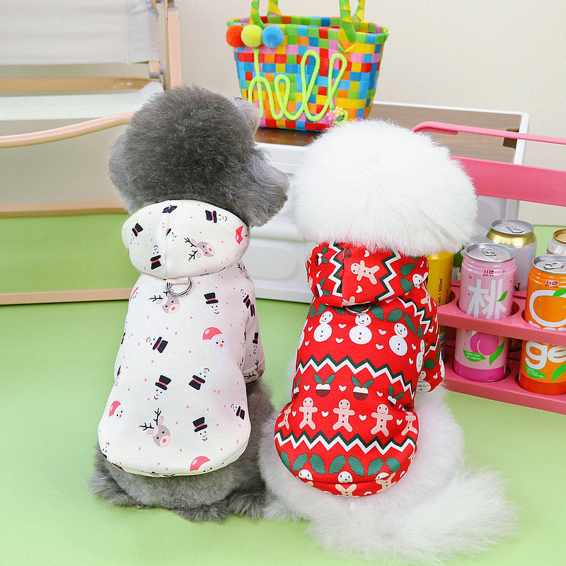 HKM-384531 Cozy Christmas Dog Sweatshirt in Beige and Red, Available in Multiple Sizes