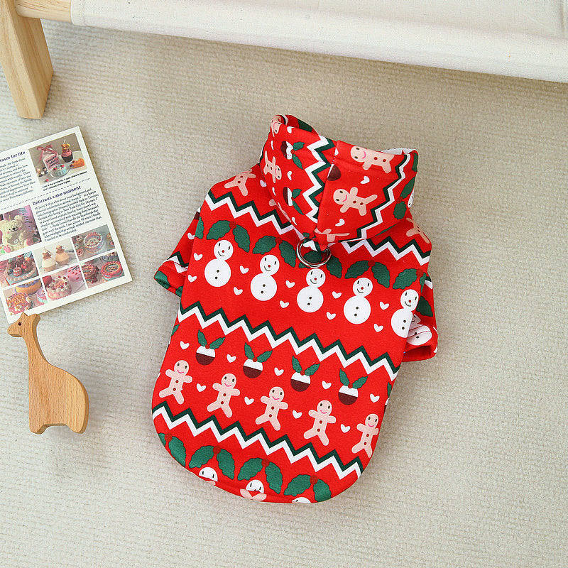 HKM-384531 Cozy Christmas Dog Sweatshirt in Beige and Red, Available in Multiple Sizes
