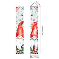 HKM-384723 Christmas Couplets Decor Flag - Old Man Nutcracker and Snowman Design, Polyester Fabric, 30x180cm
