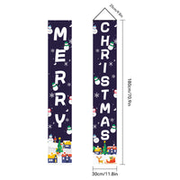 HKM-384723 Christmas Couplets Decor Flag - Old Man Nutcracker and Snowman Design, Polyester Fabric, 30x180cm